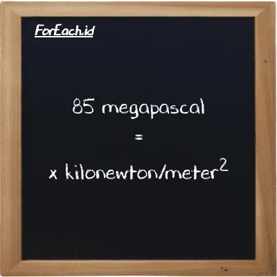 Example megapascal to kilonewton/meter<sup>2</sup> conversion (85 MPa to kN/m<sup>2</sup>)